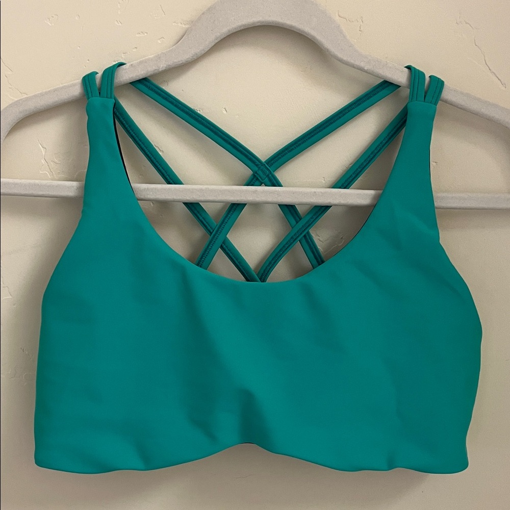 Têre Kaîa Teal Charcoal Toura High Cut Basewear Top - Hiking Sports Bra Swimsuit